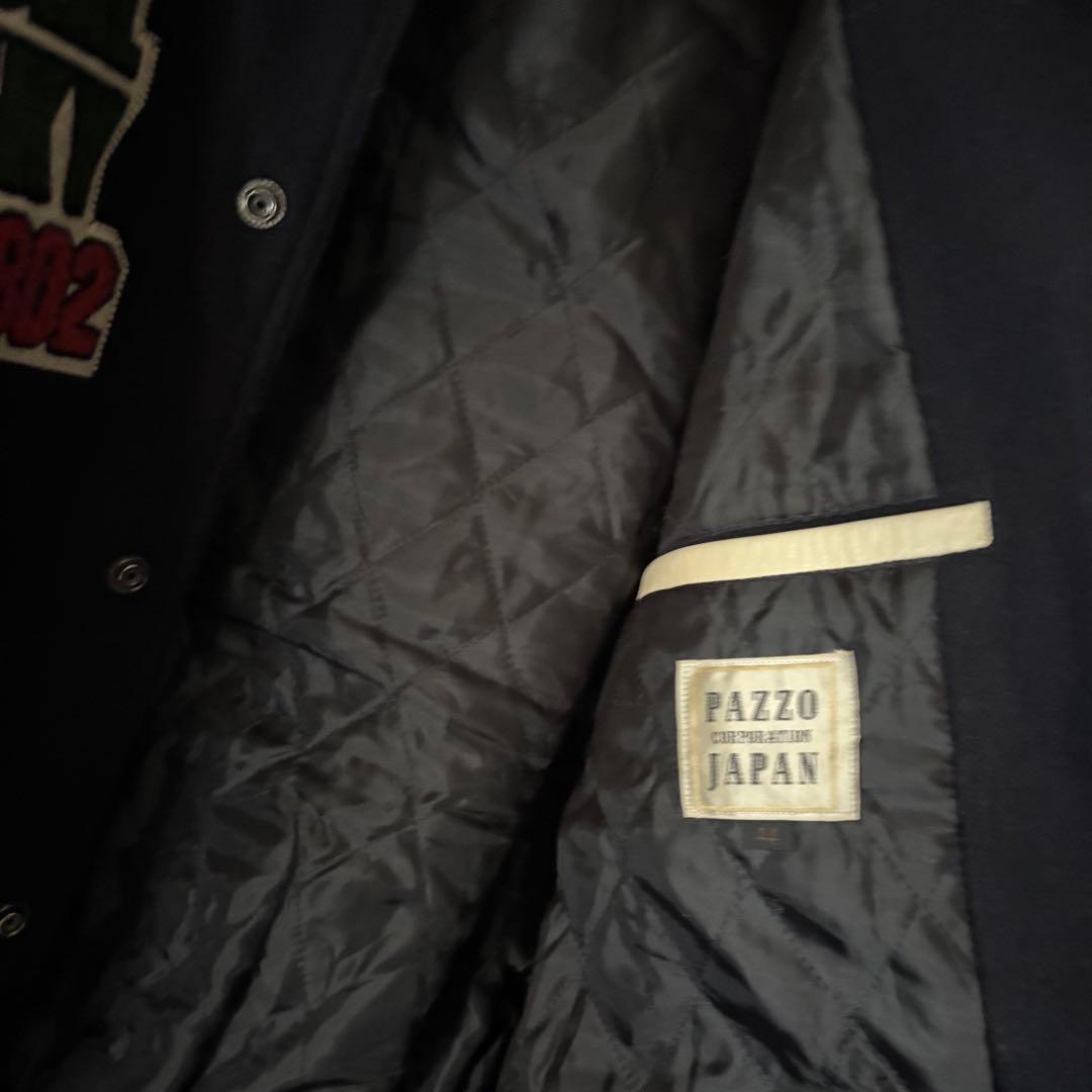 値下古着FM802 スタジャン　レザージャケットネイビークリーム