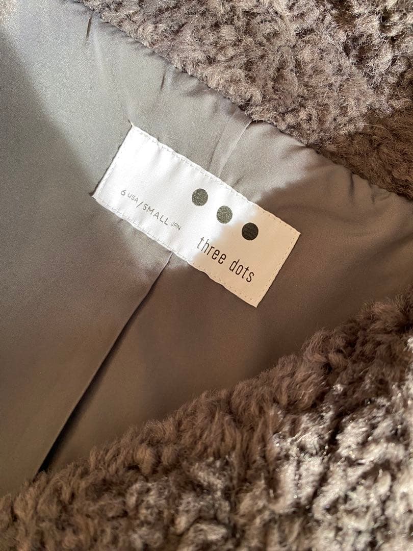 新品タグあり　three dots プードルボア ポンチョベスト　インクブラック