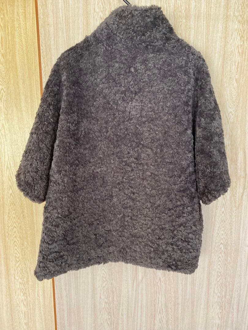 新品タグあり　three dots プードルボア ポンチョベスト　インクブラック