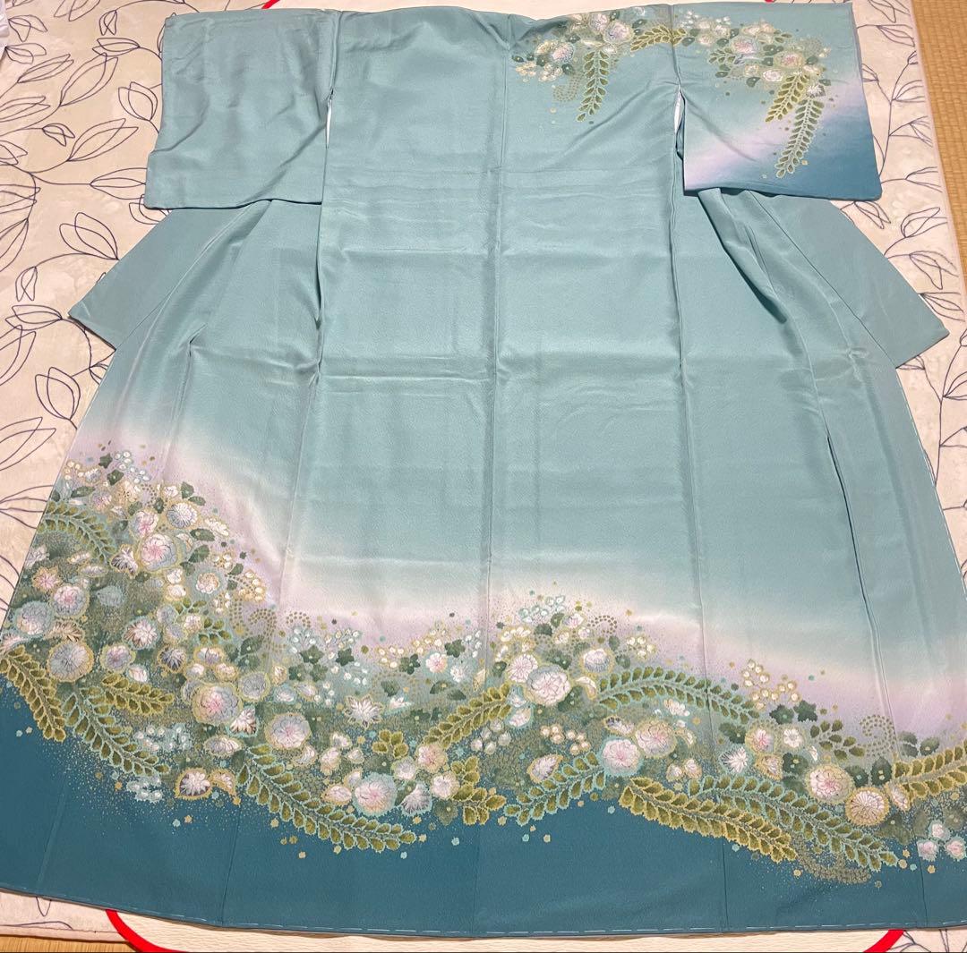 訪問着フルセット　辻ヶ花　絞り　しつけ糸付き　正絹　入学式　卒業式　向かい鳥七宝