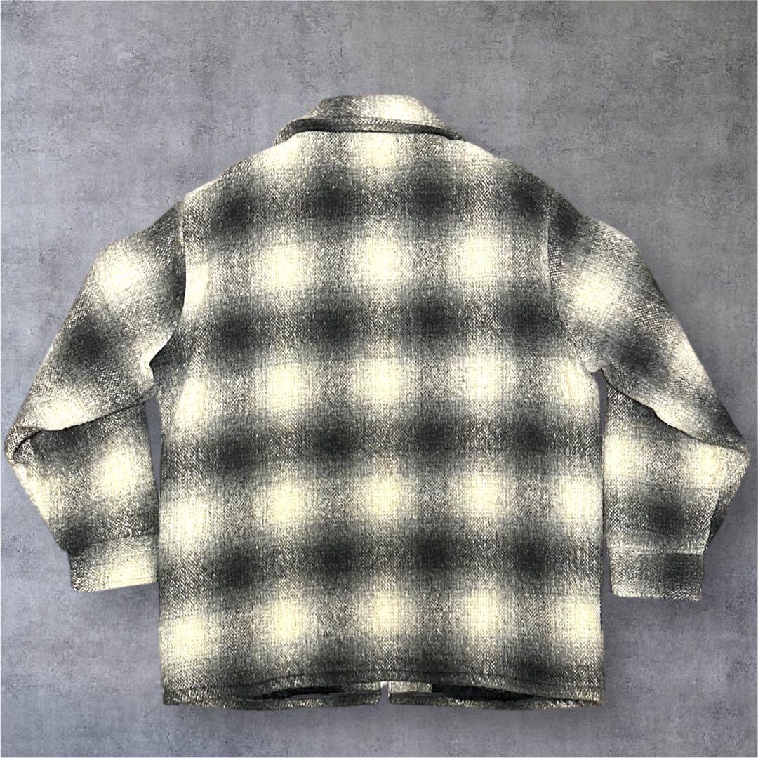 70s USA製 melton オンブレ シャドーチェック ウール ジャケット