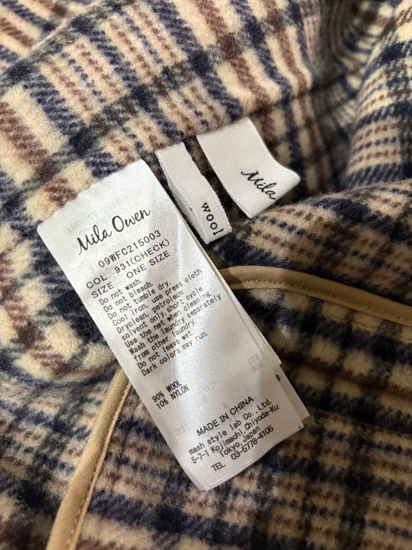 Mila Owen ハーフ丈チェックコート