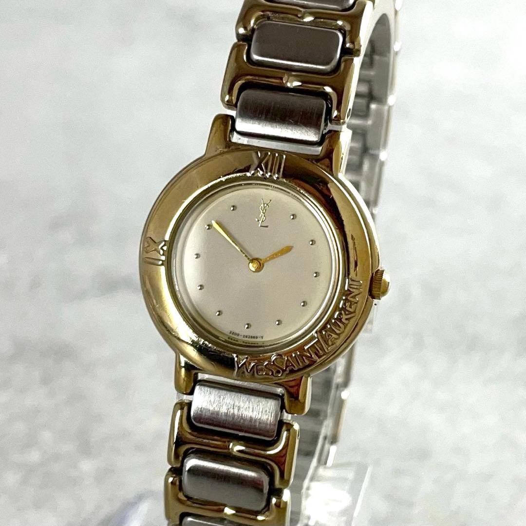 イヴサンローラン YSL コンビ ゴールド タイムレス ラウンド時計