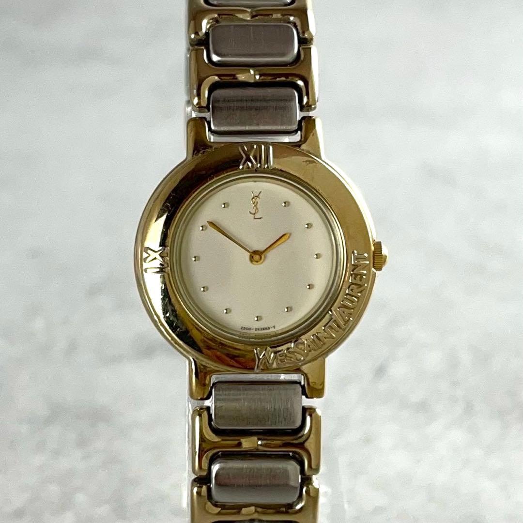 イヴサンローラン YSL コンビ ゴールド タイムレス ラウンド時計