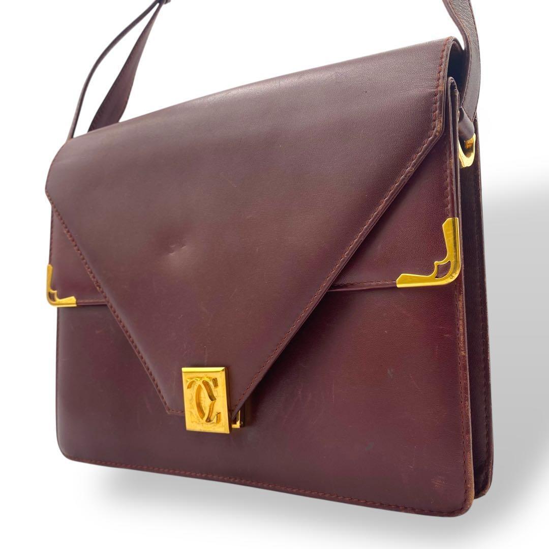 良品 カルティエ ショルダーバッグ マストライン オールレザー ゴールド金具