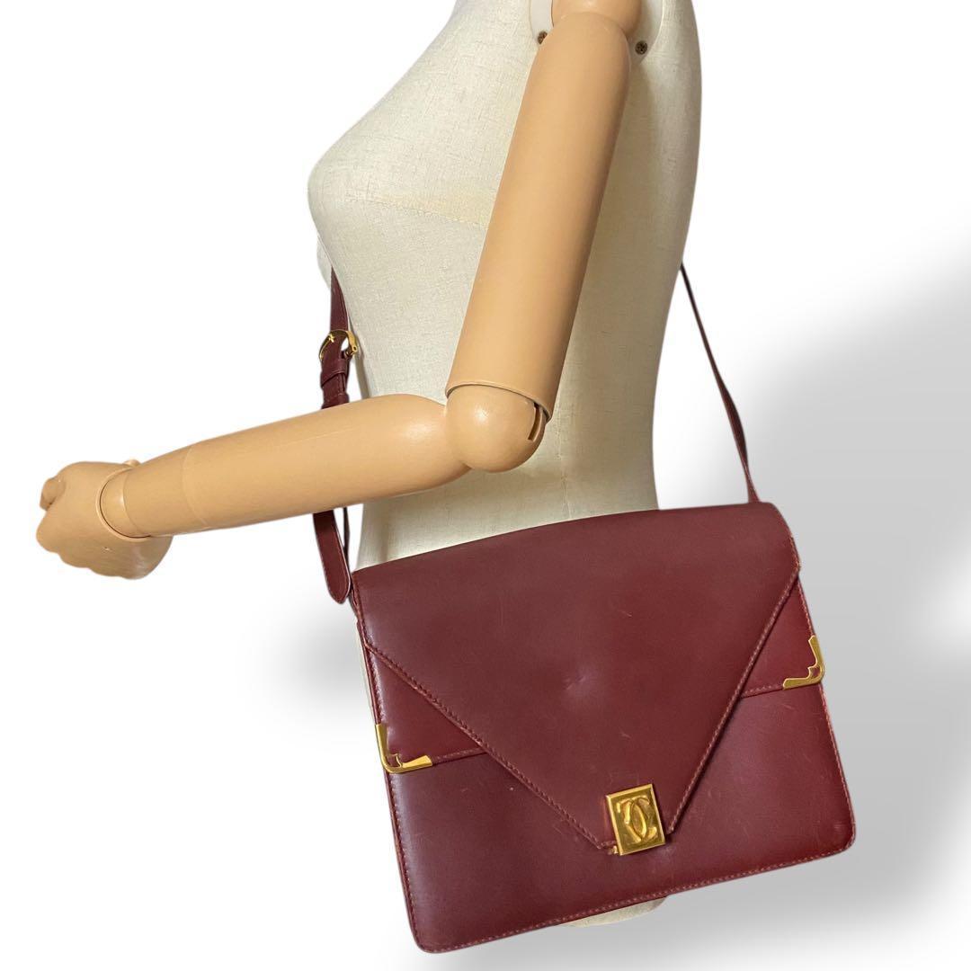 良品 カルティエ ショルダーバッグ マストライン オールレザー ゴールド金具