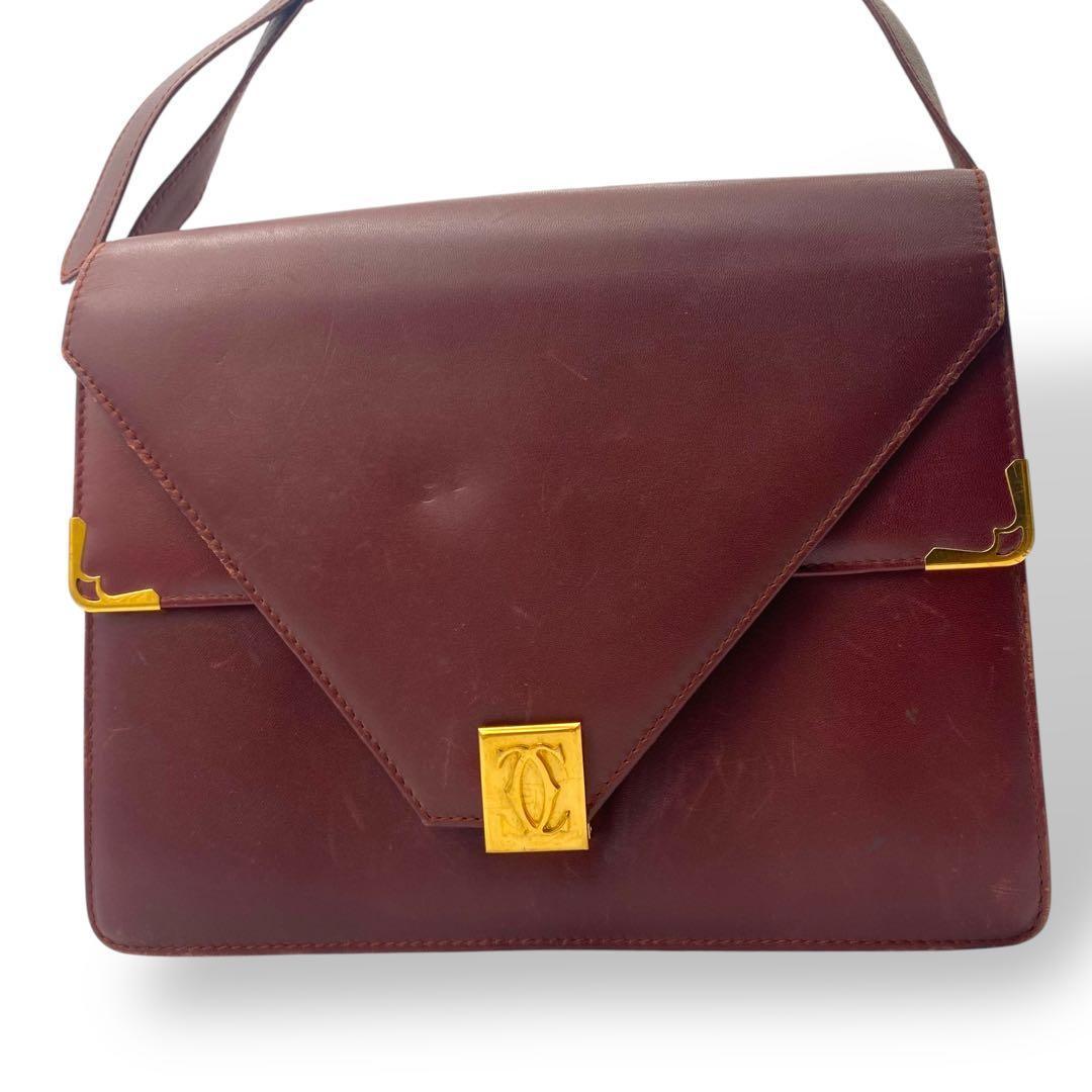 良品 カルティエ ショルダーバッグ マストライン オールレザー ゴールド金具