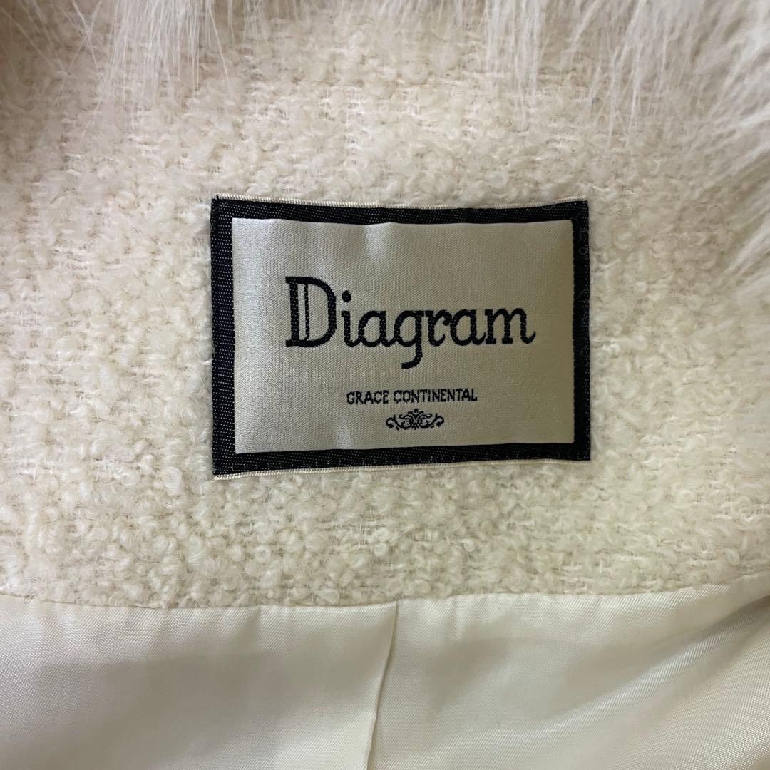 ☆美品☆Diagram アイボリー ファー襟 ロングコート　36 フォックス
