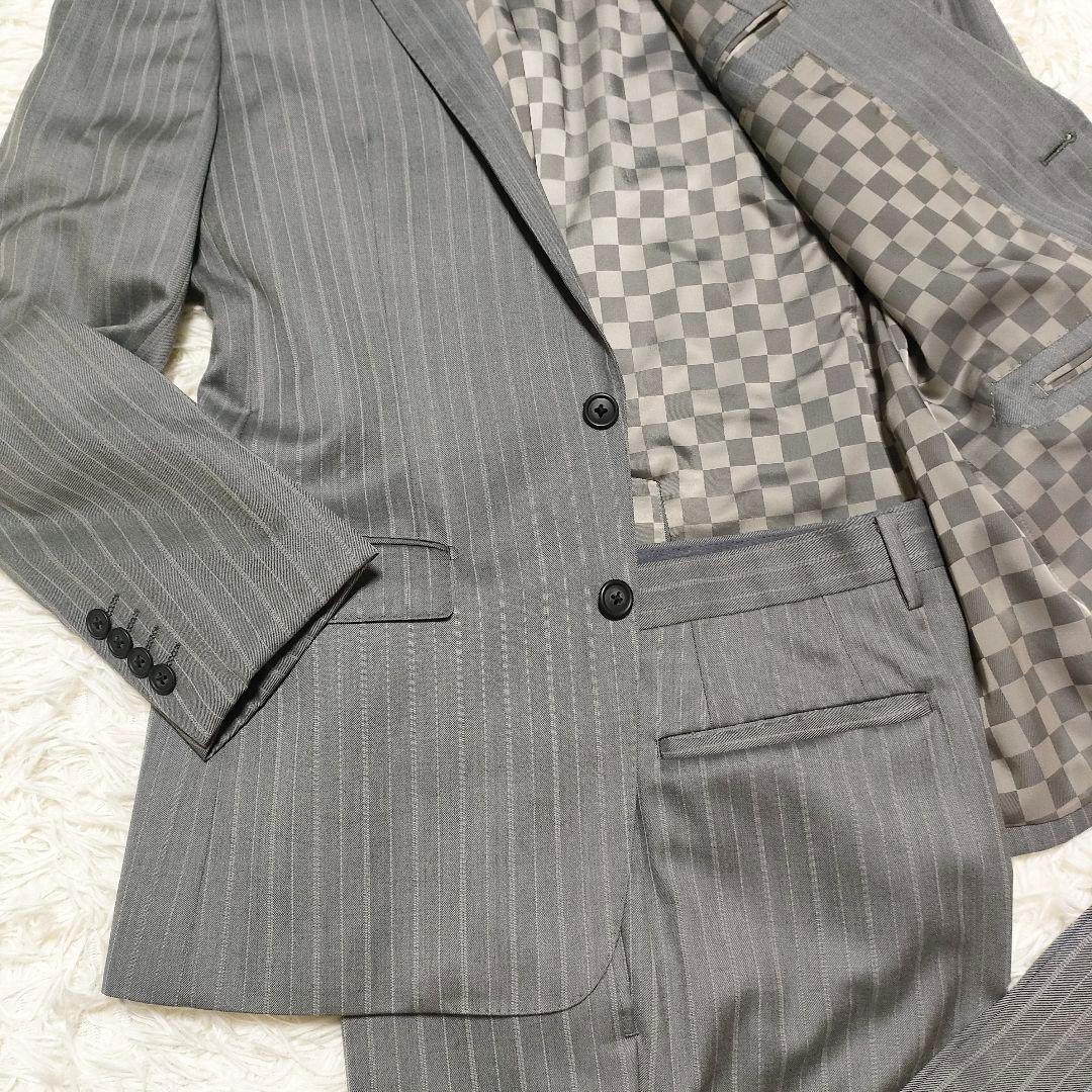 【シルク】コムサデモード　スーツ　シングル　光沢感　2B　総裏地　ウール　メンズ