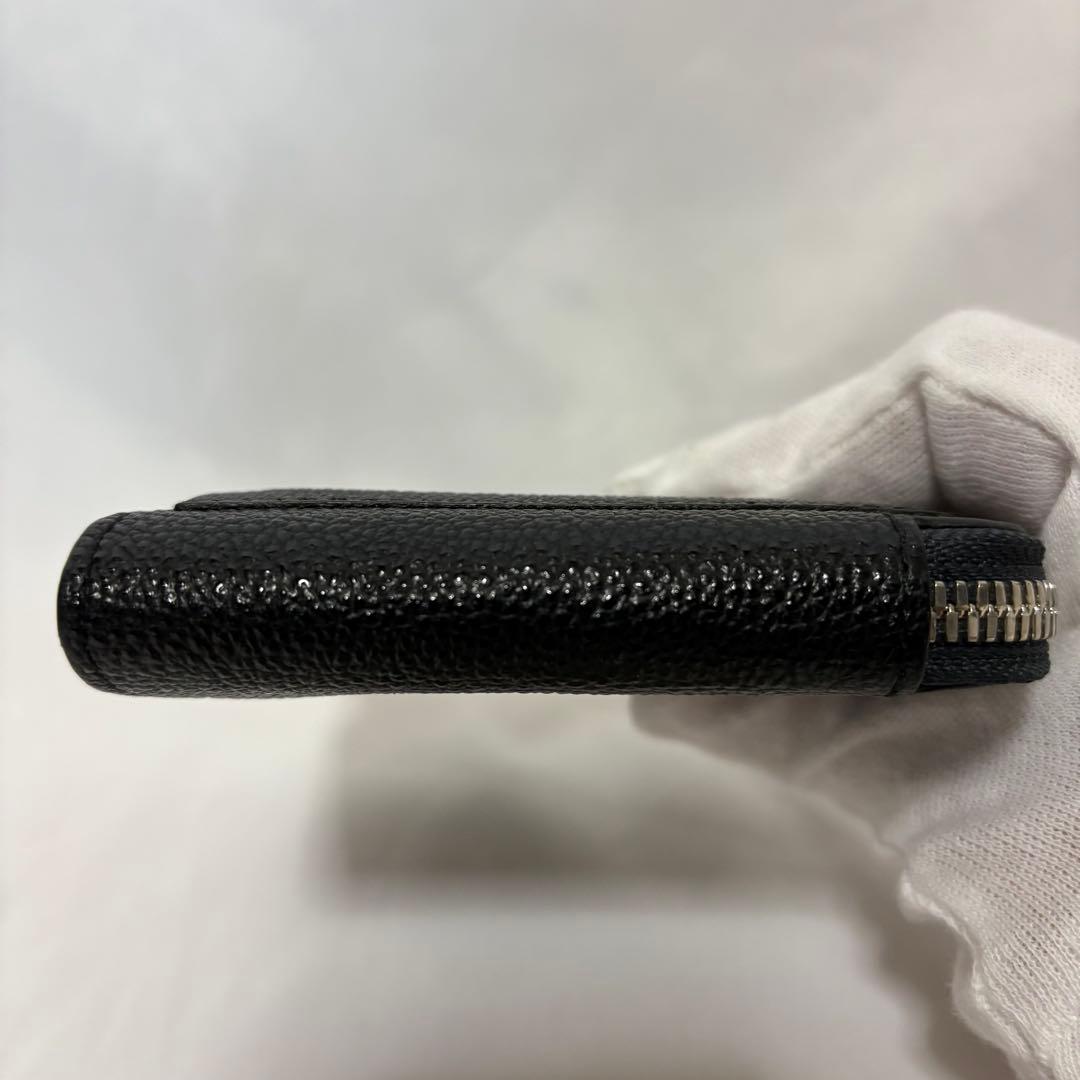 【美品】ITTI イッチ ブラック レザー シボ革 ラウンドジップ 折り財布