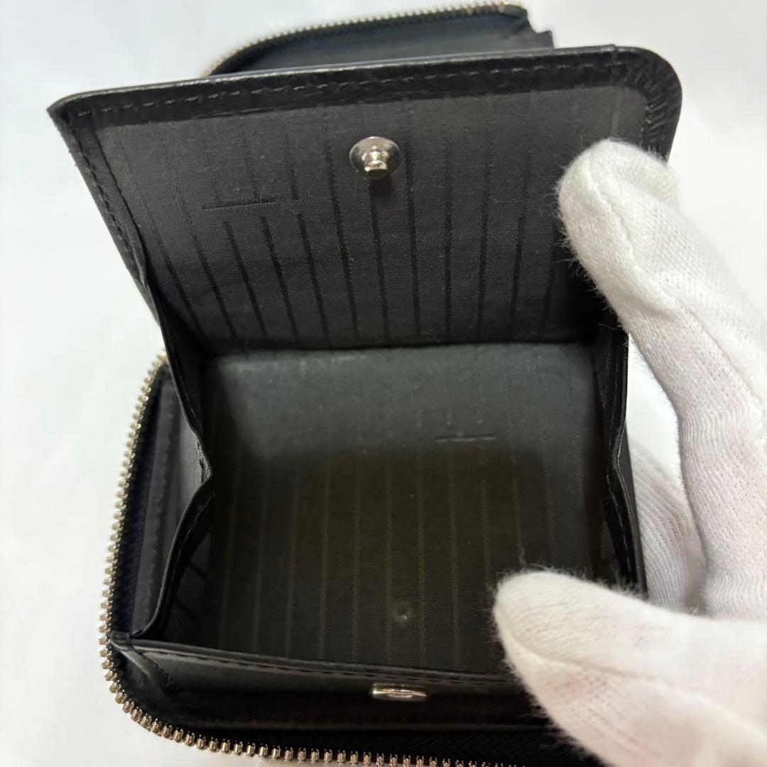 【美品】ITTI イッチ ブラック レザー シボ革 ラウンドジップ 折り財布