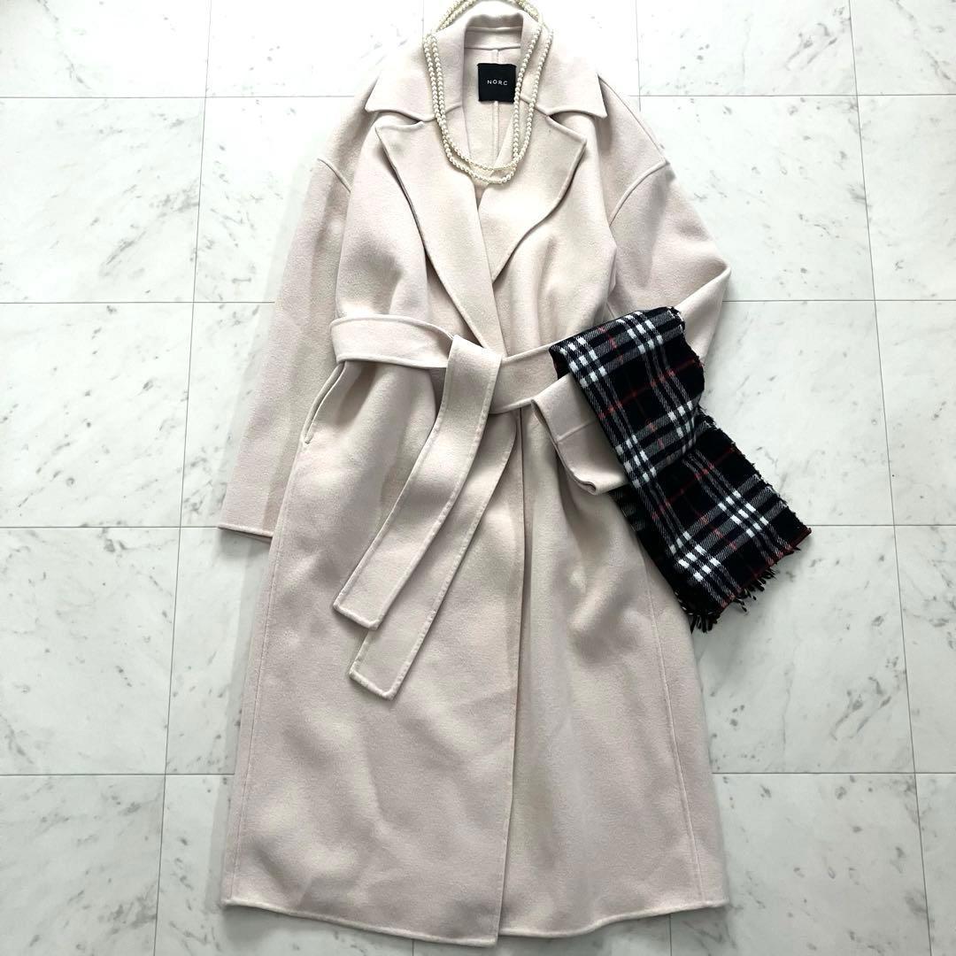 は*る様 人気 ノーク ウールリバーコート ロング ガウン ベルト 1