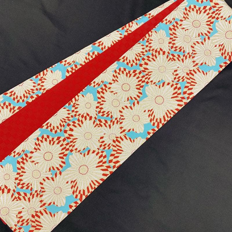 411ag76◎七五三 7歳 全通袋帯 ハーフ成人式 桜 モダン 金糸◎美品