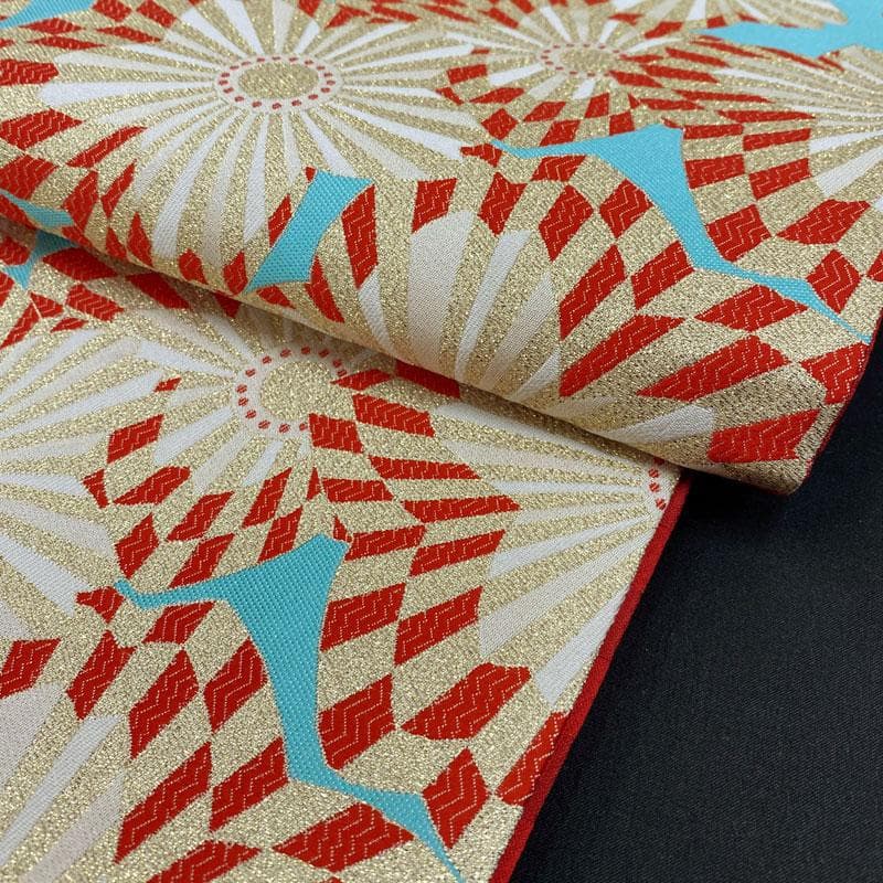 411ag76◎七五三 7歳 全通袋帯 ハーフ成人式 桜 モダン 金糸◎美品