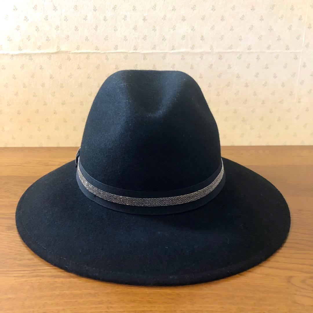 ★新品・タグ付き★FABIANA FILIPPI　ウールハット　ビーズ刺繍　黒