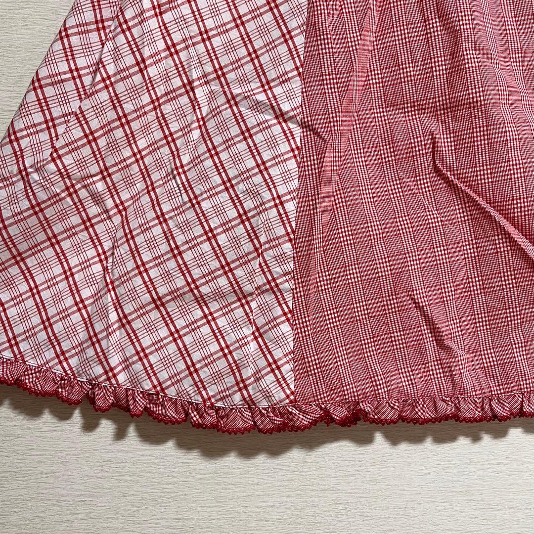 ピンクハウス PINKHOUSE ノースリーブチュニック チェック 赤 リボン