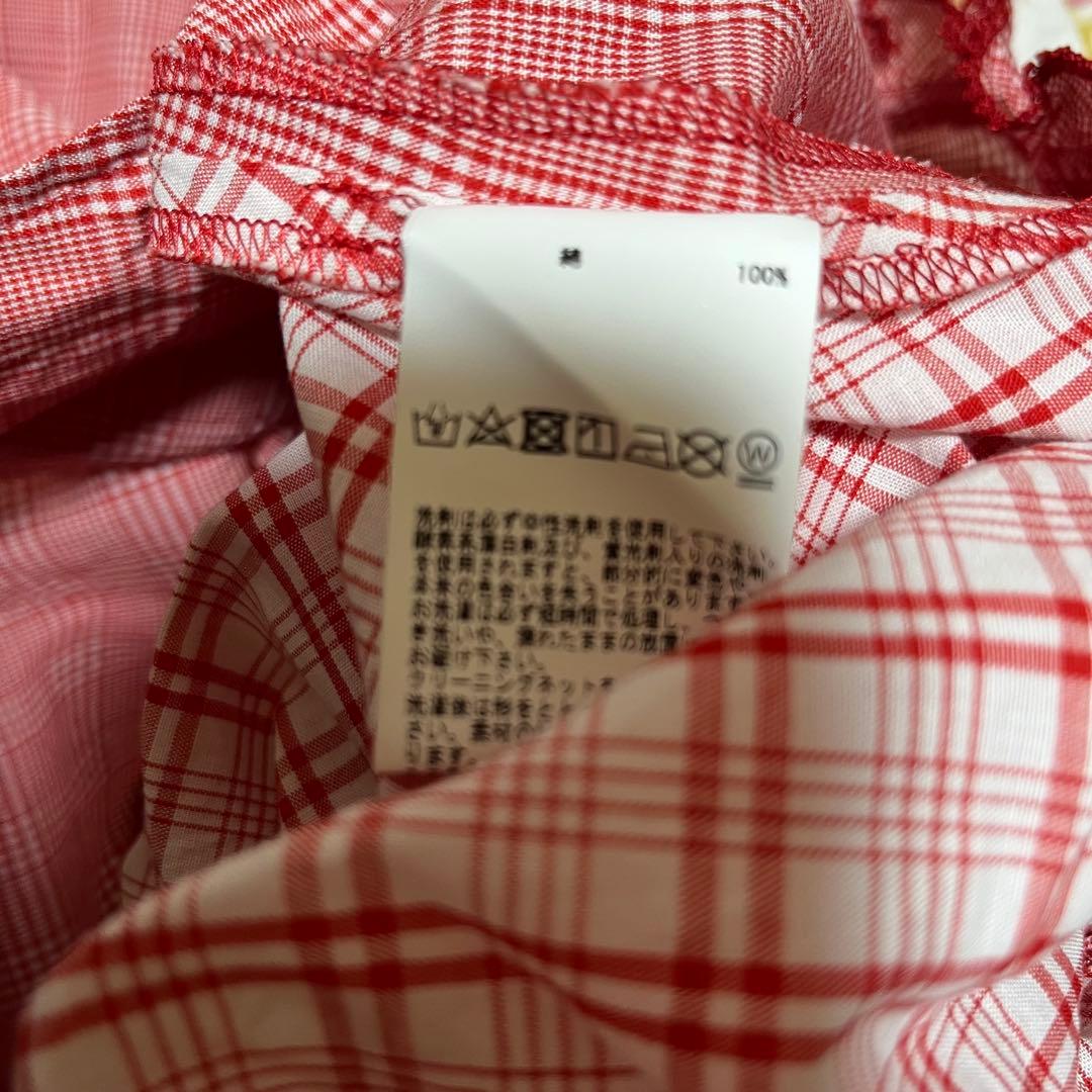 ピンクハウス PINKHOUSE ノースリーブチュニック チェック 赤 リボン