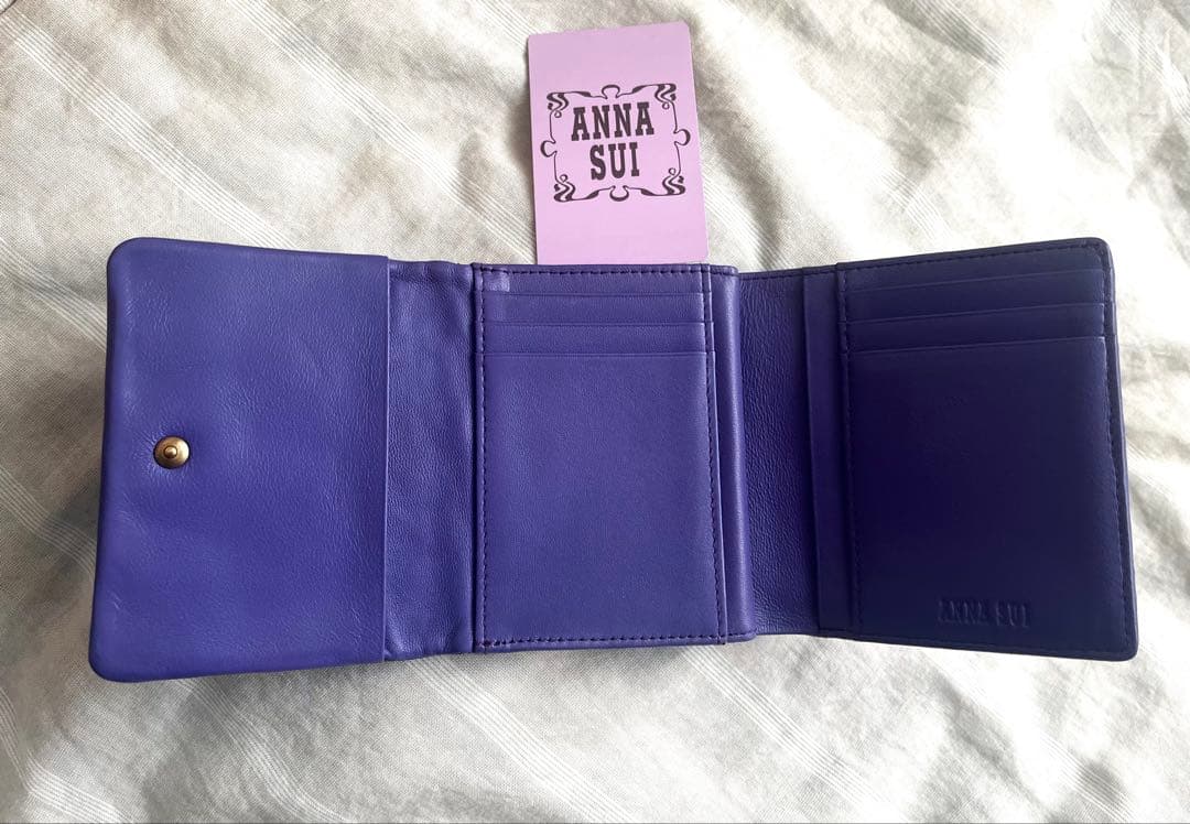 《美品》アナスイ ANNA SUI がま口 チェイス 口金 折り 財布 本革