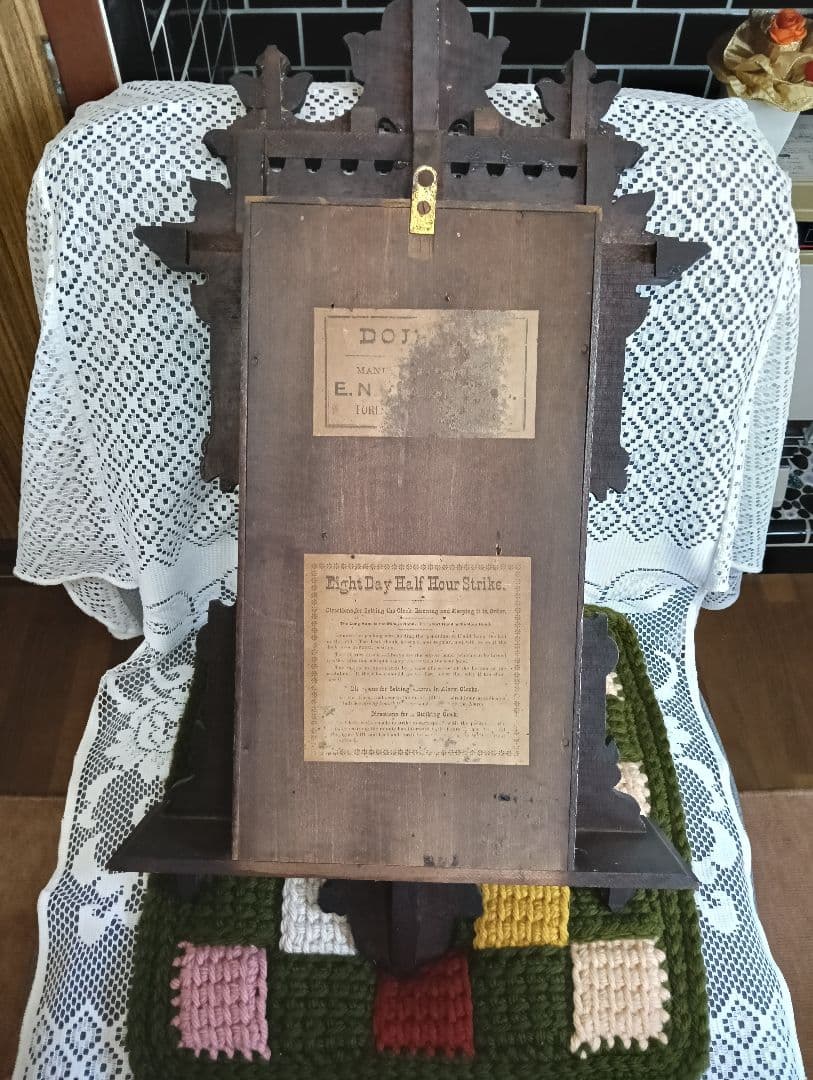 古い掛け時計　海外製ゼンマイ式