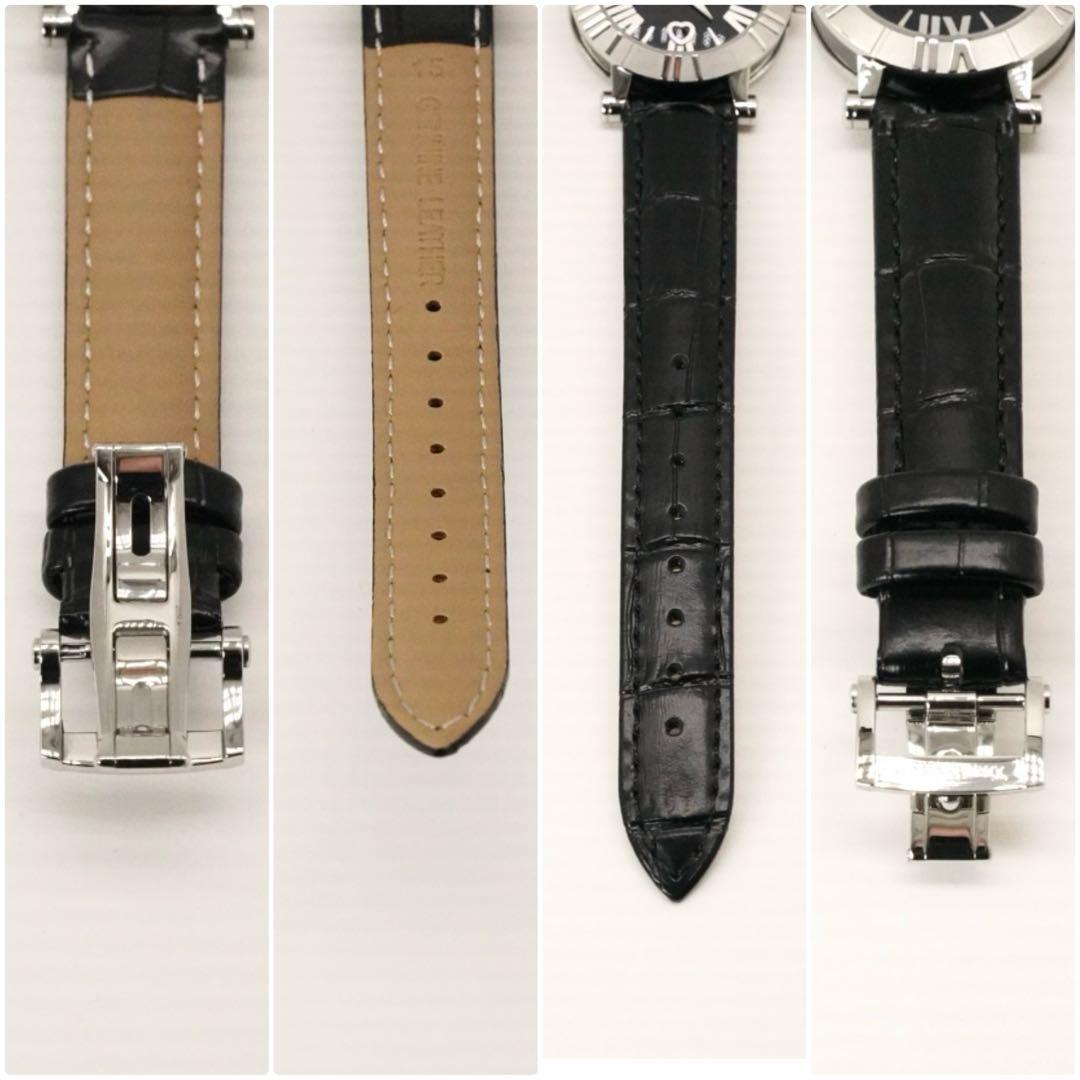超美品！ティファニー アトラス 定番人気 ブラック 革ベルト　レディース 時計