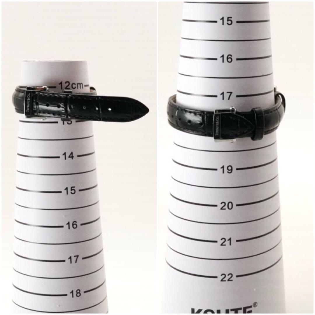 超美品！ティファニー アトラス 定番人気 ブラック 革ベルト　レディース 時計