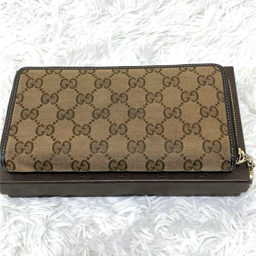 GUCCI　長財布　GG柄　キャンバス　ラブリーハート　ラウンドジップ