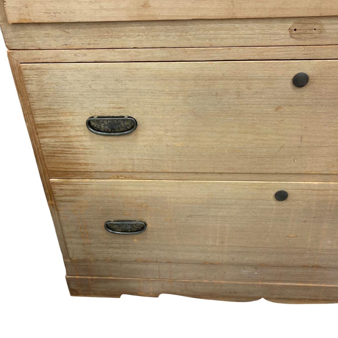 送料無料 昭和レトロ 桐ダンス 5段 上下セパレート可 鍵付き