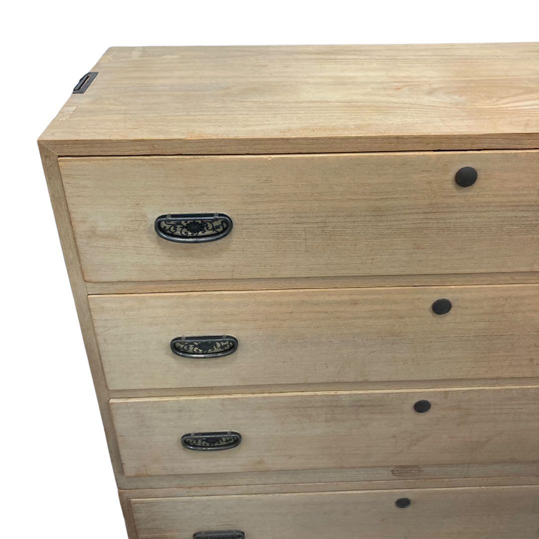 送料無料 昭和レトロ 桐ダンス 5段 上下セパレート可 鍵付き