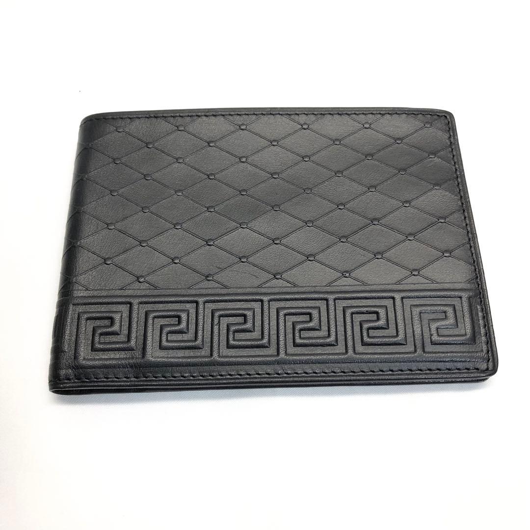 【美品✨】　VERSACE ヴェルサーチ　折り財布　レザー　ブラック　バイカラー