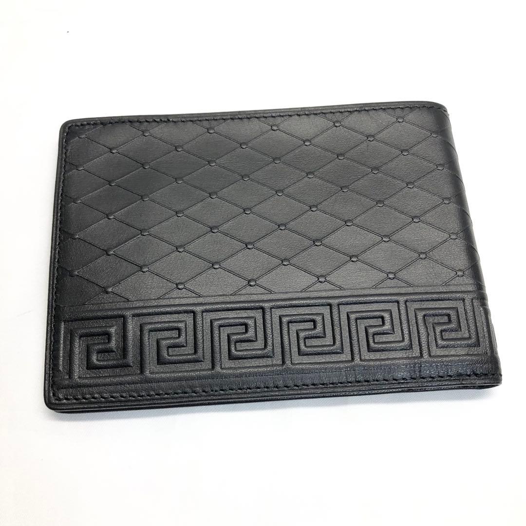 【美品✨】　VERSACE ヴェルサーチ　折り財布　レザー　ブラック　バイカラー