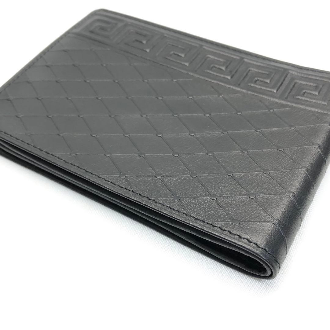 【美品✨】　VERSACE ヴェルサーチ　折り財布　レザー　ブラック　バイカラー