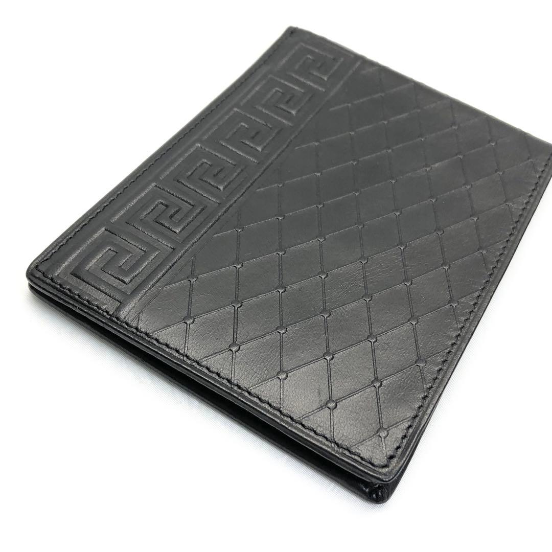 【美品✨】　VERSACE ヴェルサーチ　折り財布　レザー　ブラック　バイカラー