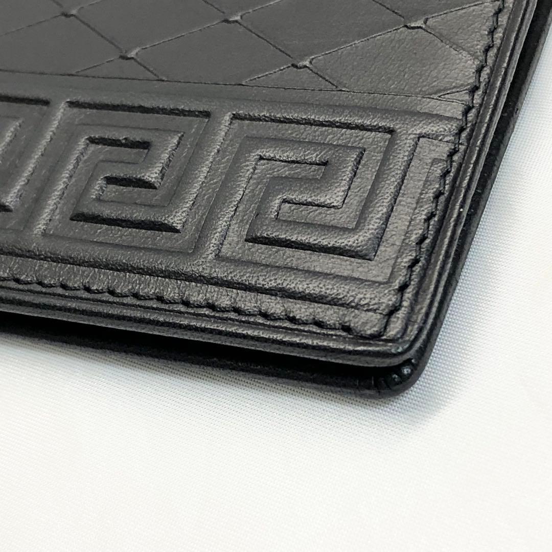 【美品✨】　VERSACE ヴェルサーチ　折り財布　レザー　ブラック　バイカラー