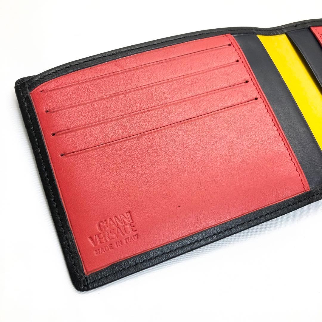 【美品✨】　VERSACE ヴェルサーチ　折り財布　レザー　ブラック　バイカラー