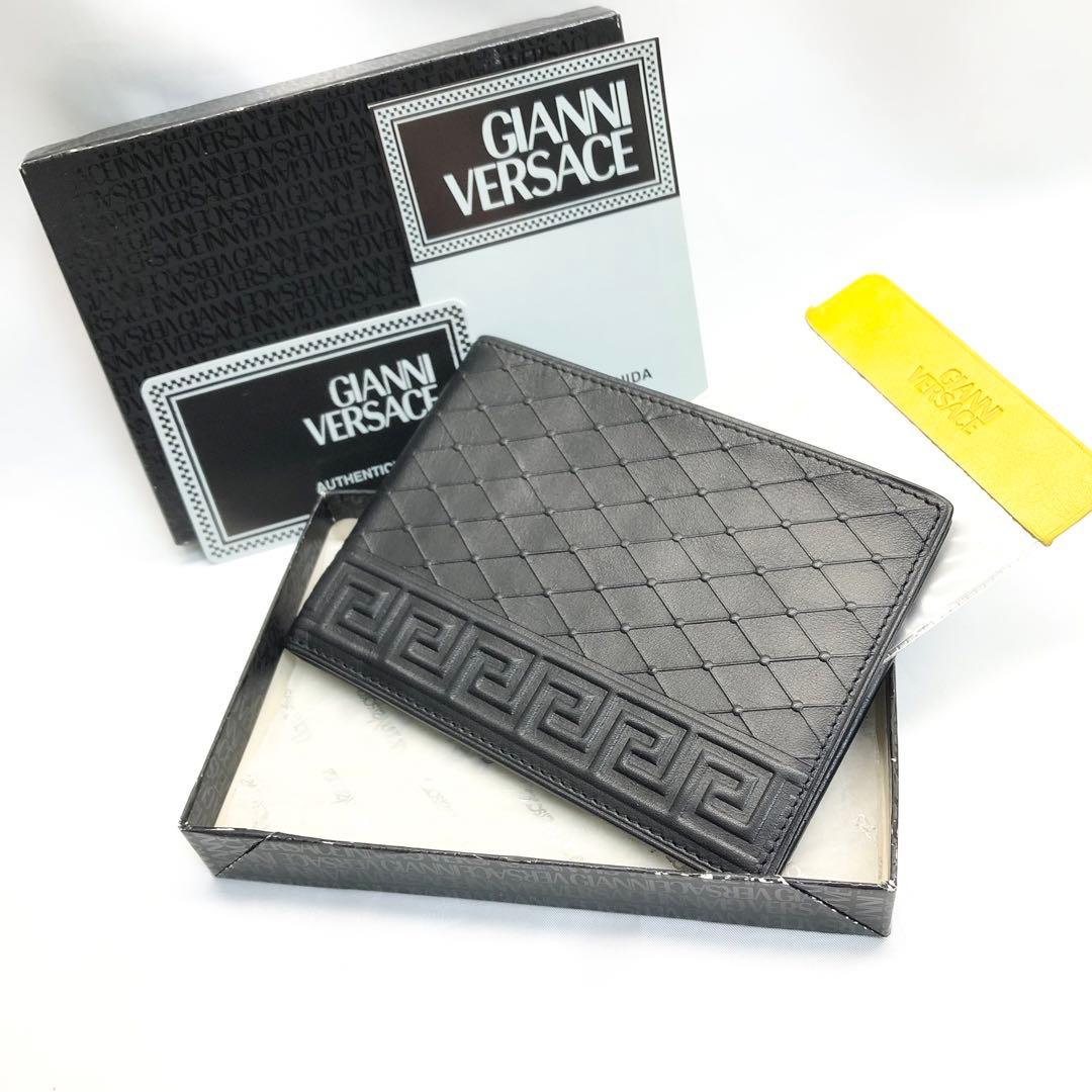 【美品✨】　VERSACE ヴェルサーチ　折り財布　レザー　ブラック　バイカラー
