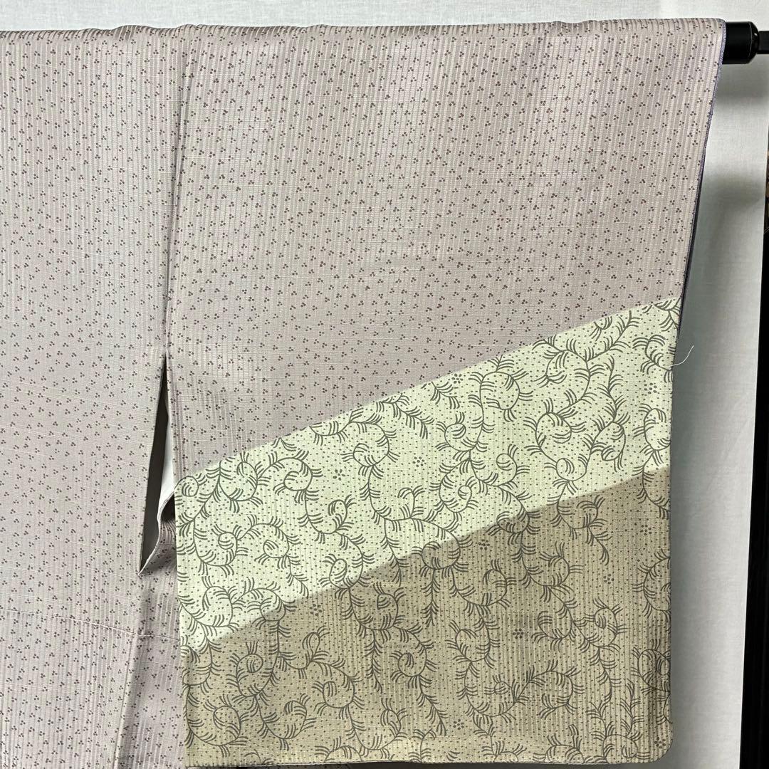 D55＋　D107 訪問着 縦縞 唐草 正絹 着物 袷 極美品