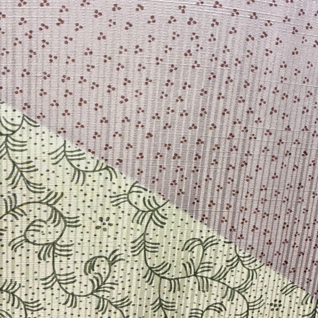 D55＋　D107 訪問着 縦縞 唐草 正絹 着物 袷 極美品