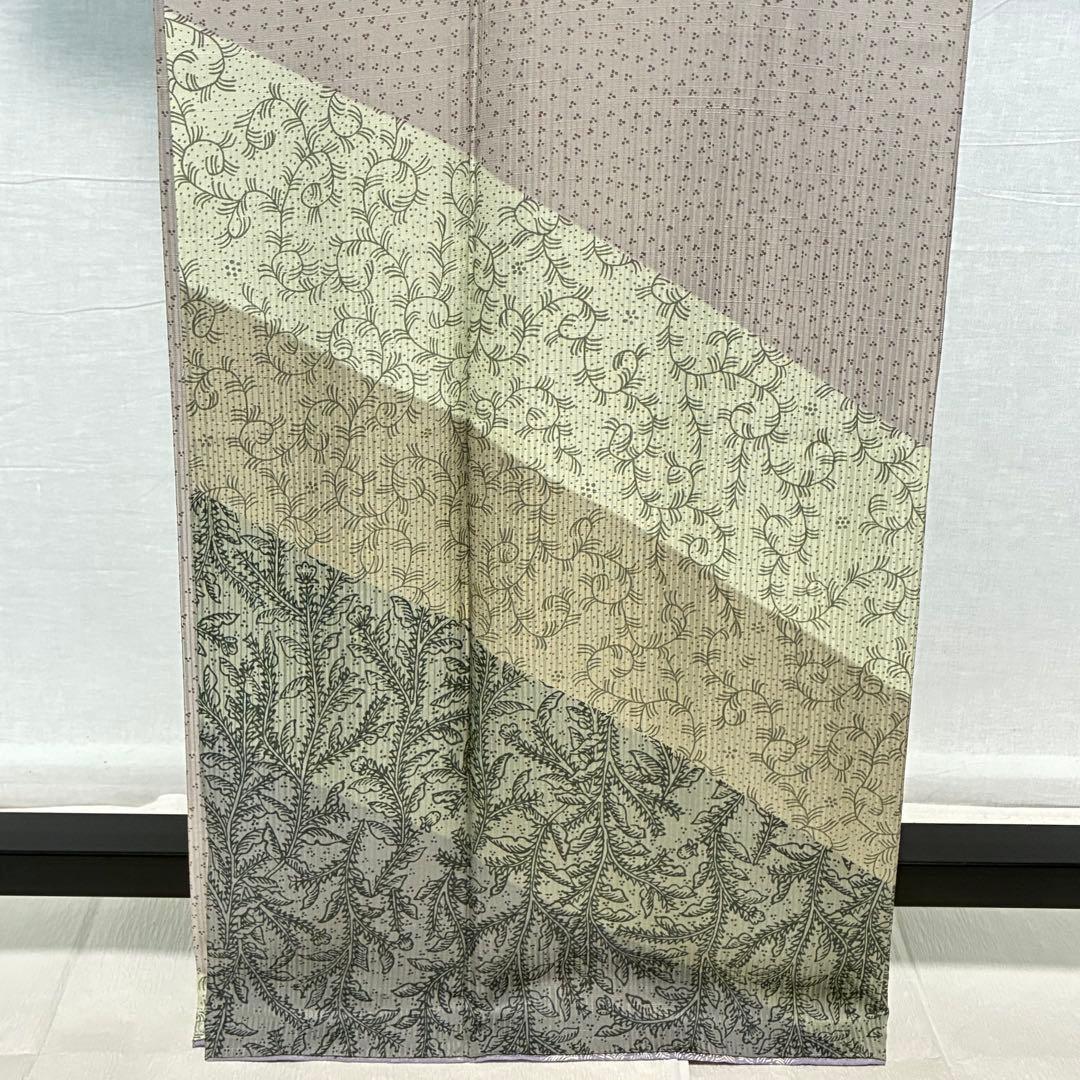 D55＋　D107 訪問着 縦縞 唐草 正絹 着物 袷 極美品