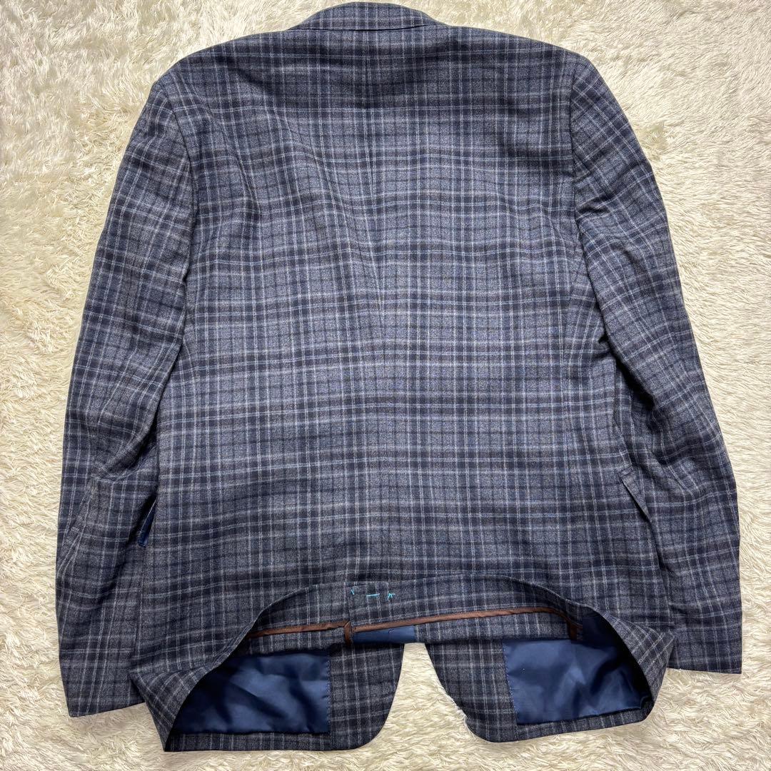 【美品】パーソンズフォーメン スーツ スリーピース チェック ネイビー A6