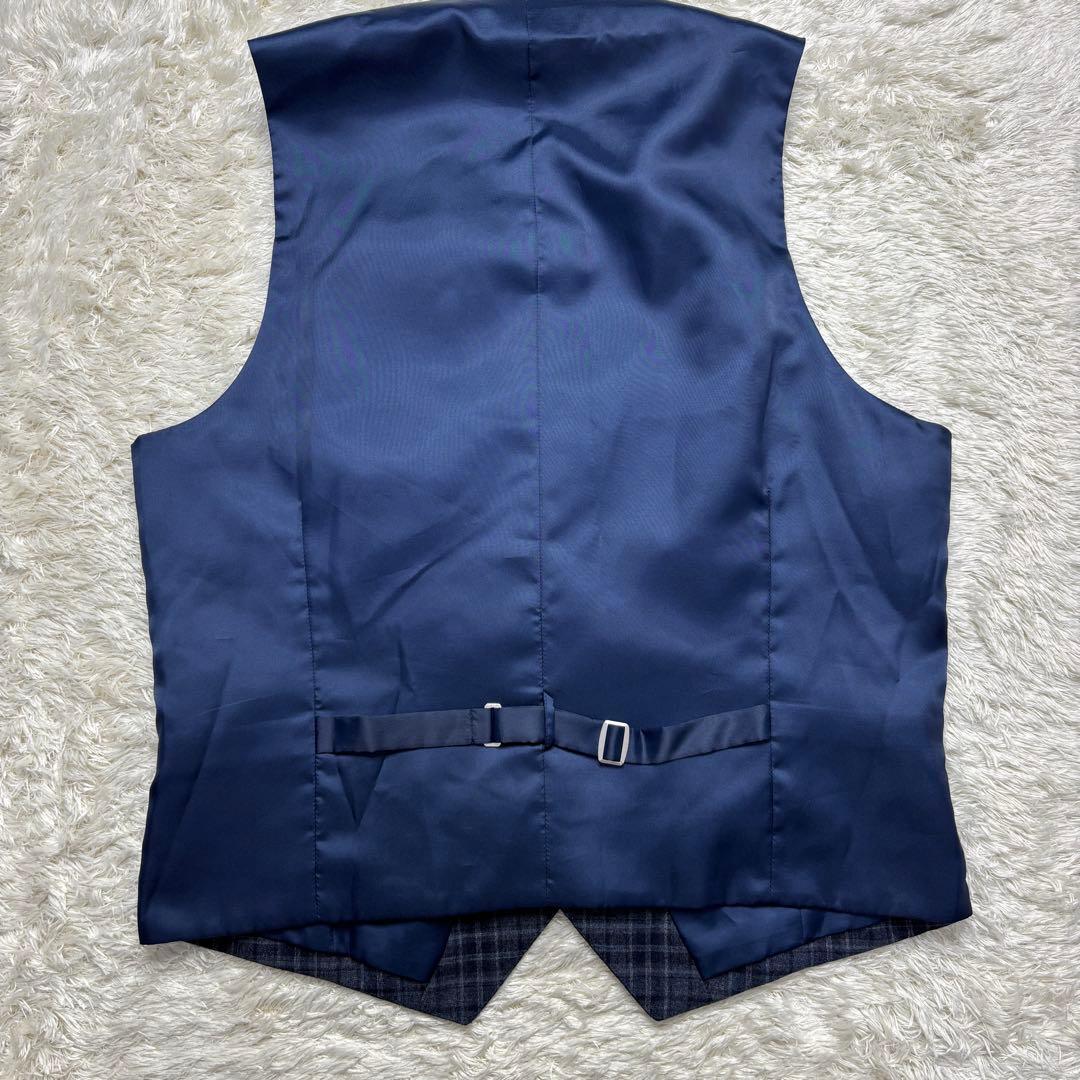 【美品】パーソンズフォーメン スーツ スリーピース チェック ネイビー A6