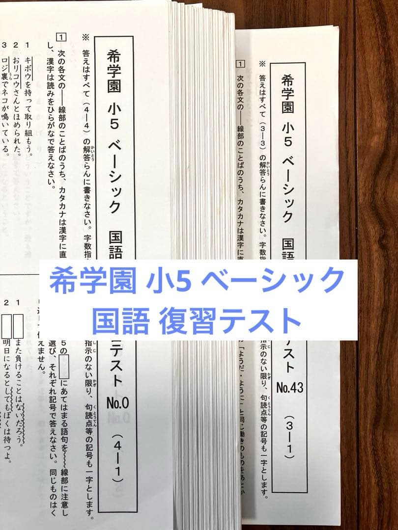 【希学園】5年 ベーシック国語 復習テスト