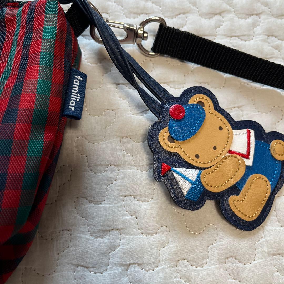 ファミリア　ショルダーバッグ　ポシェット　赤チェック