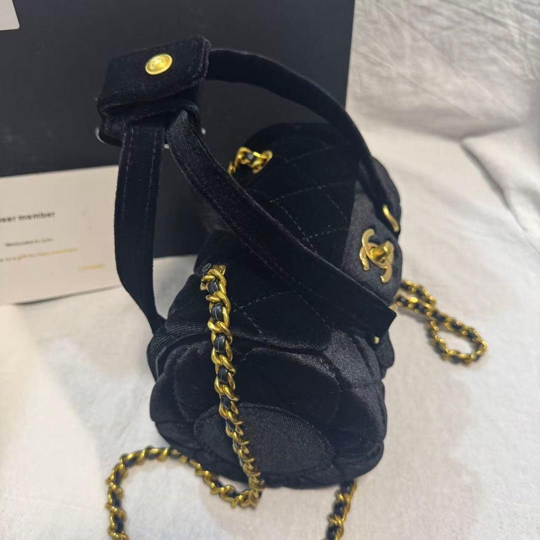 VIP限定 ノベルティ ベロア ゴールドチェーン ショルダーバッグ ブラック