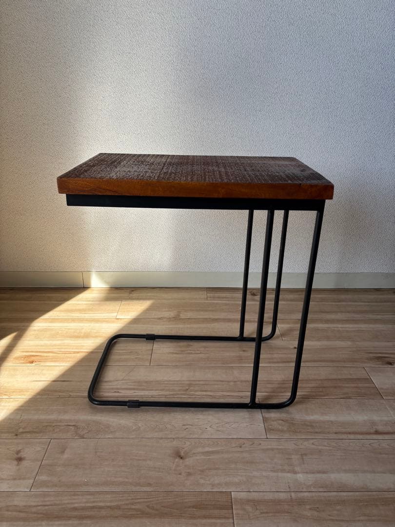 U アイアン サイドテーブル(ブラウン)