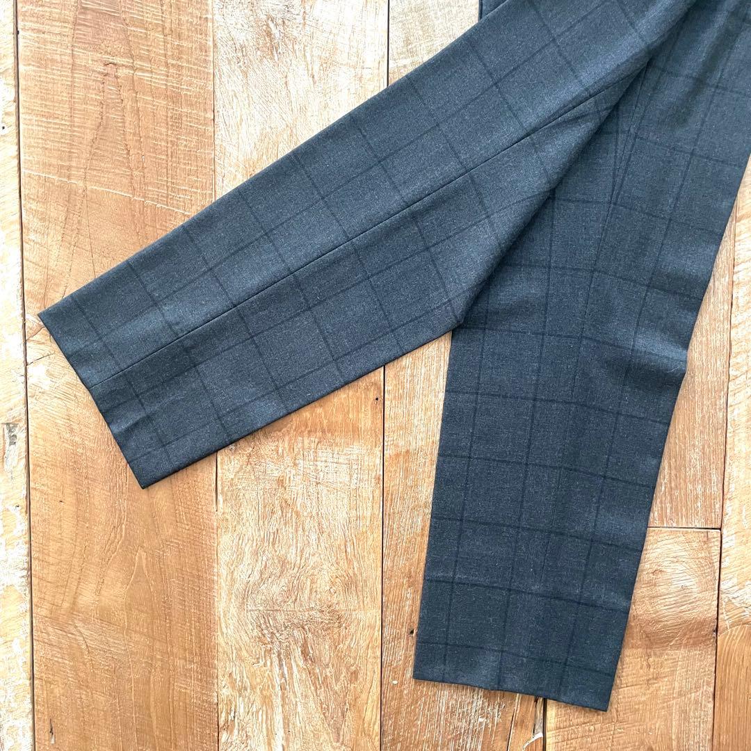 【極美品】INCOTEX チェック柄 テーパード ウール スラックスパンツ 46