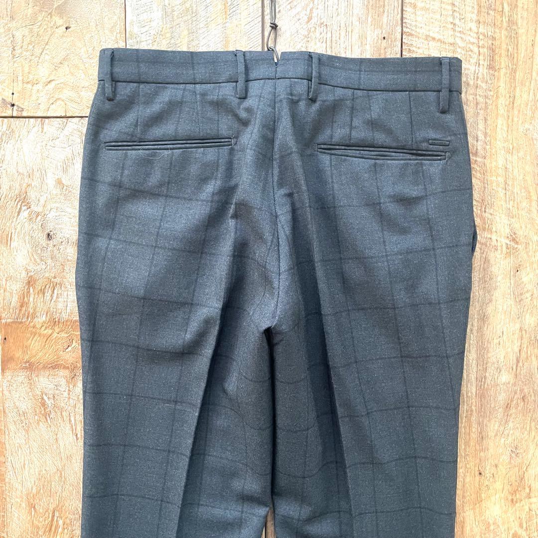 【極美品】INCOTEX チェック柄 テーパード ウール スラックスパンツ 46