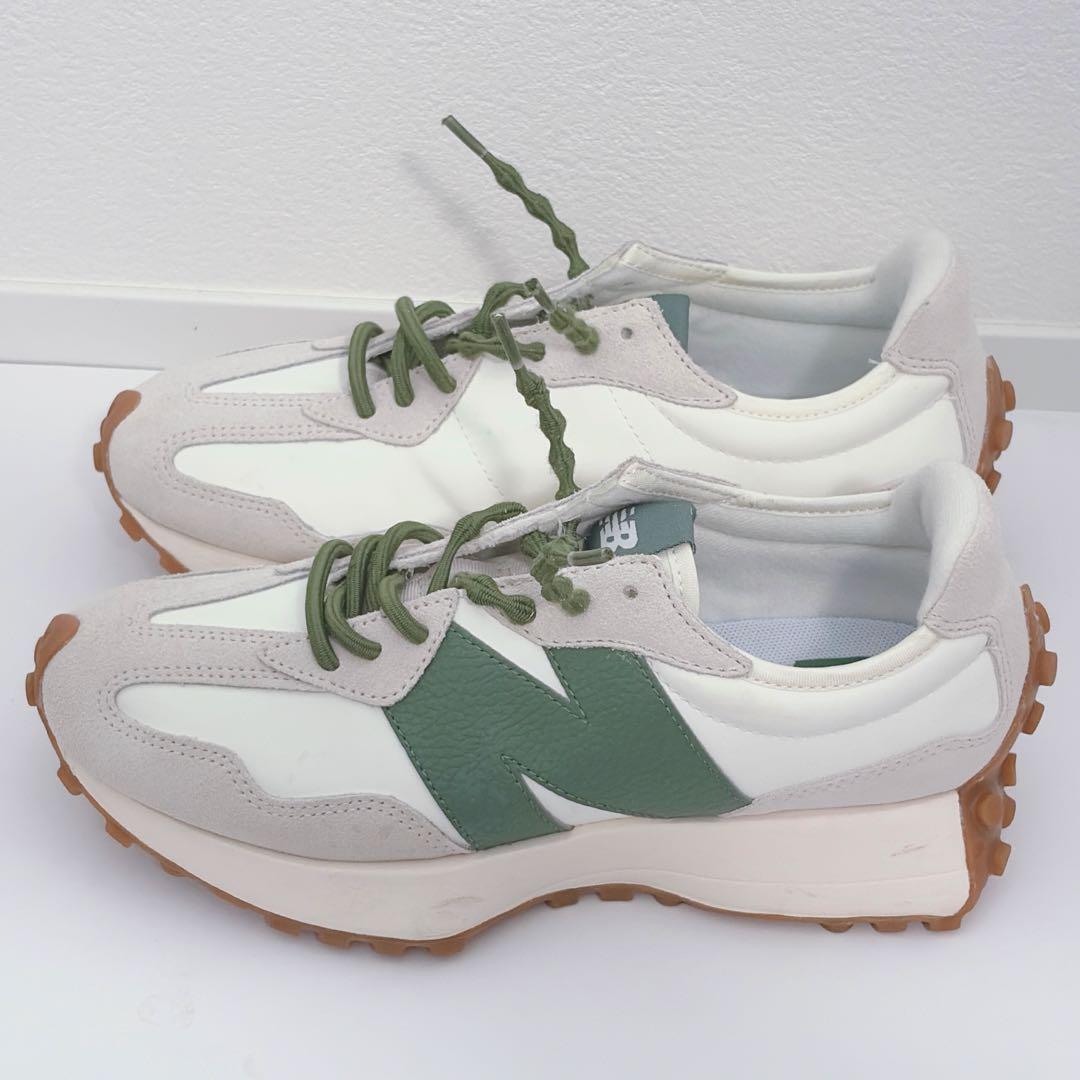 ニューバランス 327 U327LX 23.5 白 緑 美品