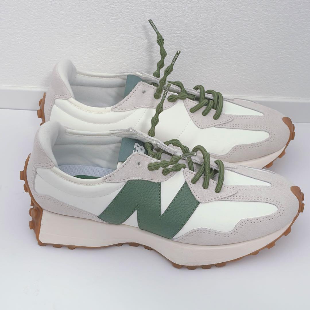ニューバランス 327 U327LX 23.5 白 緑 美品