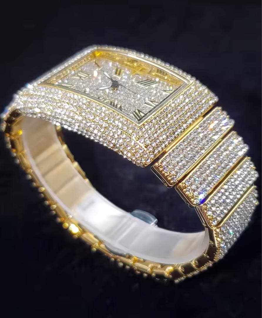 Z世代で話題！重厚デカ盛りブリンブリンウォッチ 大迫力AAAAA+ストーン