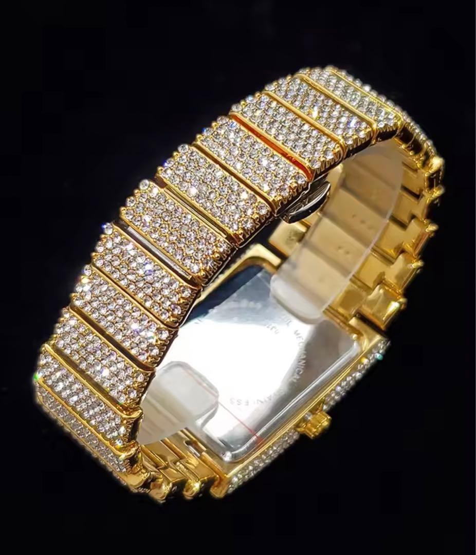 Z世代で話題！重厚デカ盛りブリンブリンウォッチ 大迫力AAAAA+ストーン